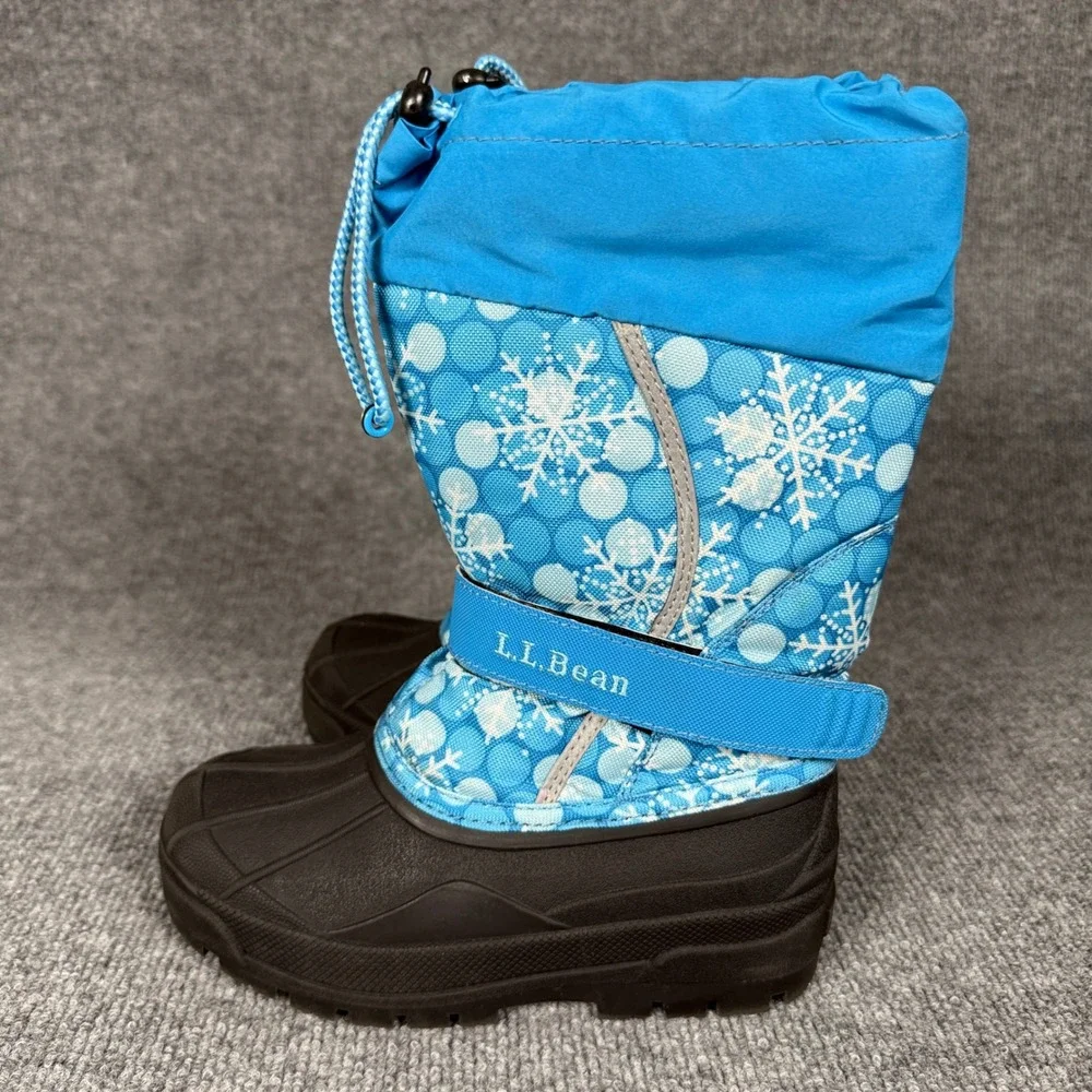 L.L.‎ Bean Unisex Kids 1 Snow Boots Blue Black Snowflakes Insulated Winter Shoes